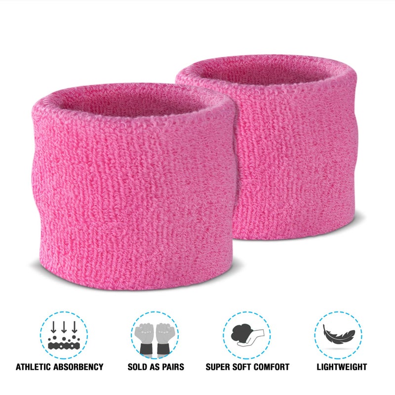 Suddora Wrist Sweatbands, Absorbent and Breathable Thick Cotton Bands for Working Out, Gymnastics, Basketball, Tennis, and Football, Multiuse Wristbands for Costumes and Cosplay, Pink - Image 4